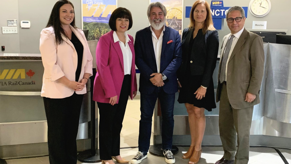 “Earlier today, at our Moncton station, Minister @PabloRodriguez, joined by Minister @GinettePT and MP @JenicaAtwin, announced significant federal government funding for the replacement our long-distance, regional and remote trains,” VIA Rail Canada reported July 11 on social media platform X (formerly Twitter). (VIA Rail Photograph)