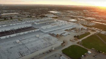 Caterpillar Inc.’s Lafayette, Ind., large-engine facility (pictured) will be expanded to boost production capacity for new engines and aftermarket parts, including those for rail applications. (Screen Grab from Caterpillar Video)