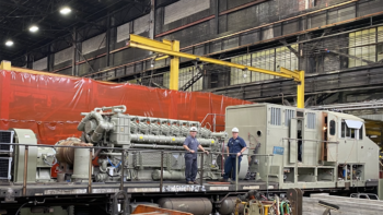 Employees at NS’s Juniata Locomotive Shop in Altoona, Penn., modernize a locomotive. (NS Photograph)
