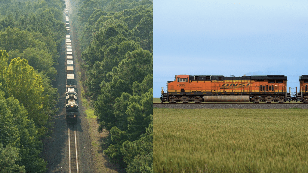 (NS Photograph, Left; BNSF Photograph, Right)
