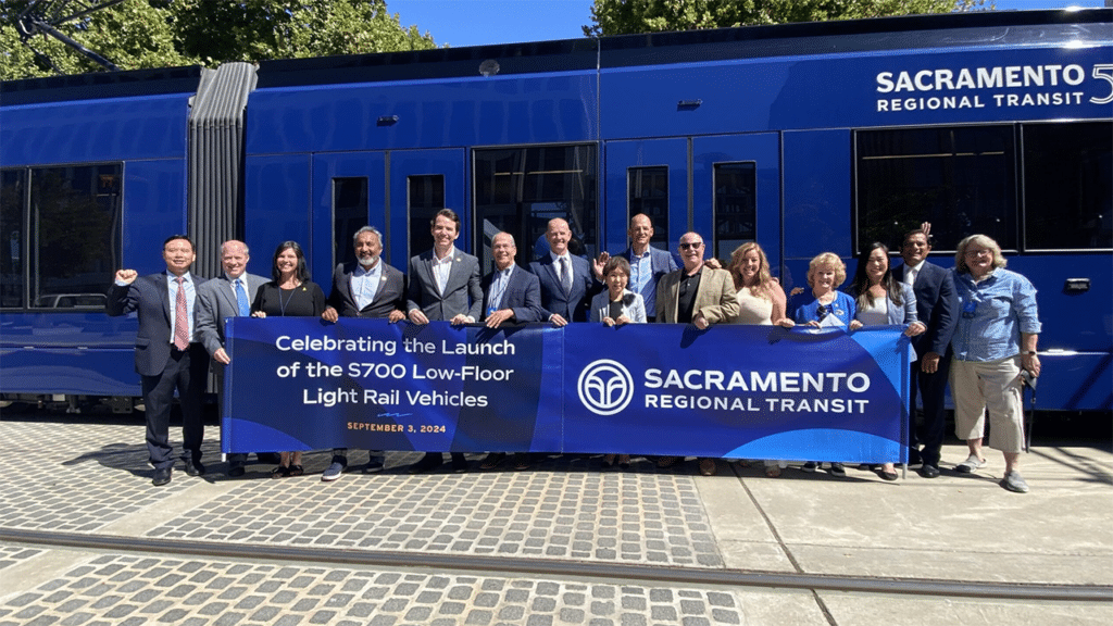 “Today was a milestone moment for SacRT! We celebrated the launch of our new S700 low-floor light rail trains at the 7th & Richards/Township 9 Station with fantastic press and community events!” SacRT reported Sept. 3 via social media platform X (formerly know as Twitter). (SacRT Photograph)