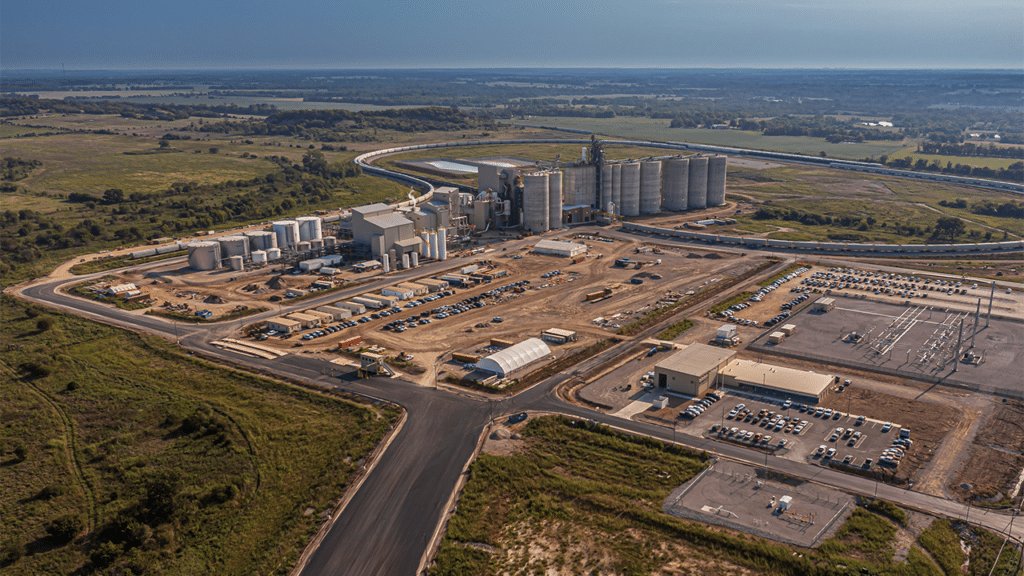Aerial photo of Bartlett’s new soybean processing plant in Cherryvale, Kans. (Photograph Courtesy of Bartlett, a Savage Company)