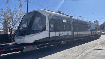 Kansas City Streetcar on Oct. 17 welcomed the fifth of eight new CAF USA-built streetcars to Missouri. (Kansas City Streetcar Photograph)