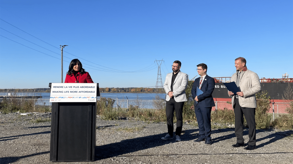 Canadian Minister of Transport and Treasury Board President Anita Anand on Oct. 18 announced funding for seven port projects in Quebec. (Transport Canada Photograph)