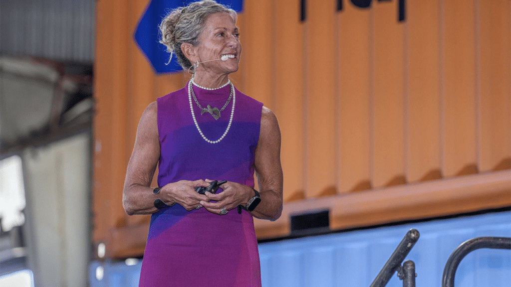 SC Ports President and CEO Barbara Melvin at her third-annual State of the Port address on Oct. 16. (Photo/John Smoak)