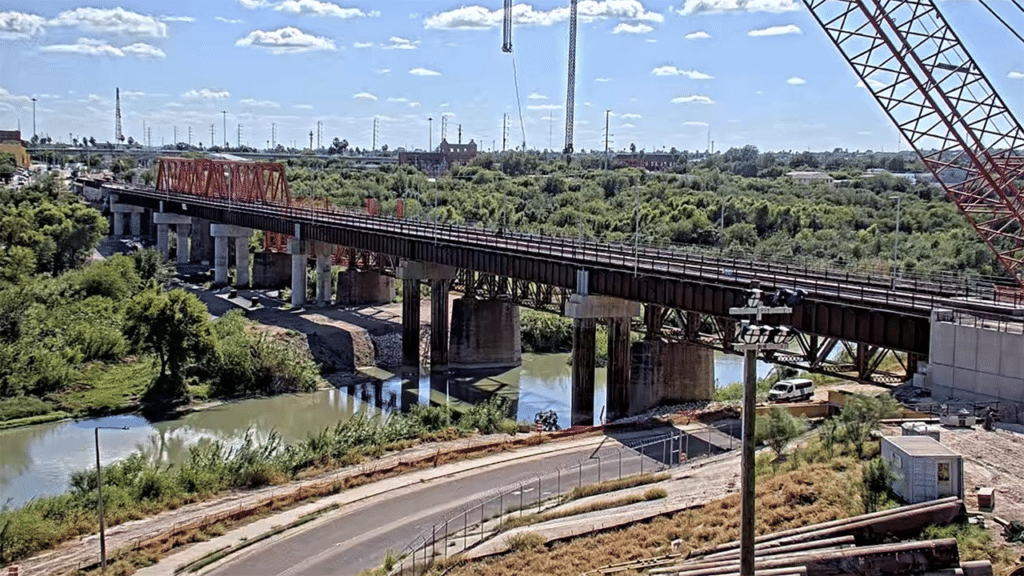 CPKC’s expansion of its international railroad bridge linking Laredo, Tex. and Nuevo Laredo, Tamaulipa, Mexico, is nearing completion. (CPKC Photograph)