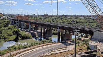 CPKC’s expansion of its international railroad bridge linking Laredo, Tex. and Nuevo Laredo, Tamaulipa, Mexico, is nearing completion. (CPKC Photograph)