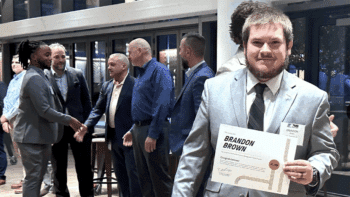 “From mastering railroad operations to earning their Conductor certifications at the NS Training Center, they’ve built the skills, knowledge, and confidence to excel in their careers,” NS said of the graduates of its Rail Transportation Management Trainee program. The railroad recently recognized nearly 50 graduates in its Atlanta, Ga., headquarters. (NS Photograph)