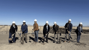 Pictured at the Nov. 7 groundbreaking ceremony for the Savage Tooele Railroad are (L-R): Grantsville City Mayor Neil Critchlow, Tooele County Council Chair Jared Hamner, Utah Gov. Spencer J. Cox, Savage CEO Kirk Aubry, U.S. Senator-elect John Curtis (R-Utah), The Romney Group President and CEO Josh Romney, and Utah Rep. Tim Jimenez (R-District 28). (Savage Photograph)