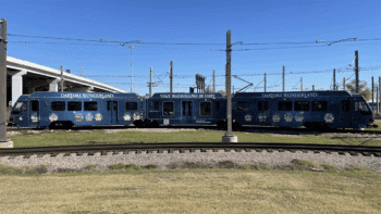 Two DART holiday trains will travel throughout the light rail system’s 700-mile service area this month. (DART Photograph)