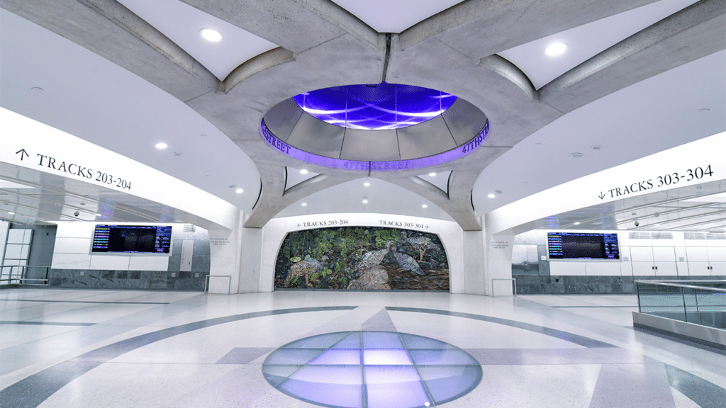 Grand Central Madison (pictured) was selected for the World’s Most Beautiful Passenger Stations 2024 List, along with Schafbergbahn Station in St. Wolfgang, Austria; Bell Station in Melbourne, Australia; Beijing Station in Beijing, China Toulouse; Matabiau Station in Toulouse, France; and Chiaia Metro Station in Naples, Italy. (Marc A. Hermann / MTA)