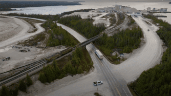 Pictured: The first of three TugVolts in action at Carmeuse America’s calcium mine in Cedarville, Mich. (Screen grab from Intramotev video)