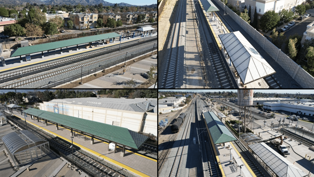 “Today, the 9.1-mile, four-station Foothill Gold Line light rail project from Glendora to Pomona [California] reached substantial completion on time and on budget,” the project team reported Jan. 3 via social media platform X. (Foothill Gold Line Image)