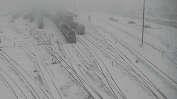 In January, there was low visibility and snowy conditions on BNSF’s Emporia Subdivision, which runs from Kansas City to Wellington in eastern Kansas. (BNSF Photograph)