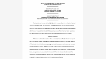 (Image of AAR, ASLRRA Comments to FRA Courtesy of ASLRRA)