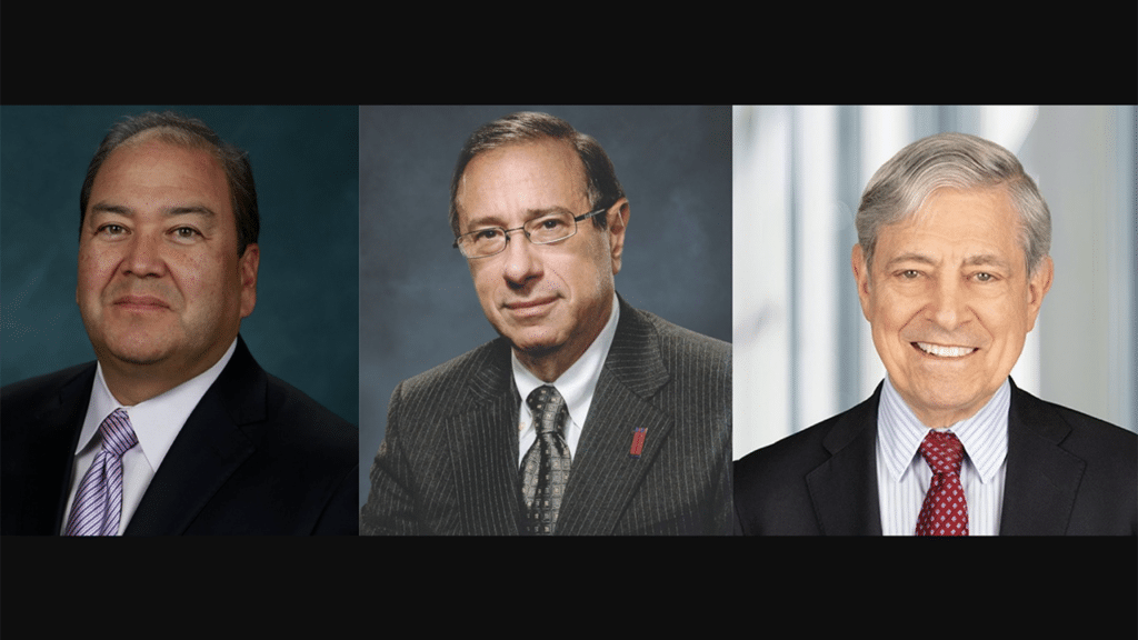 PANY/NJ Chairman Kevin O’Toole (left), Vice Chairman Jeffrey H. Lynford (center) and Executive Director Rick Cotton. (PANY/NJ Photographs)