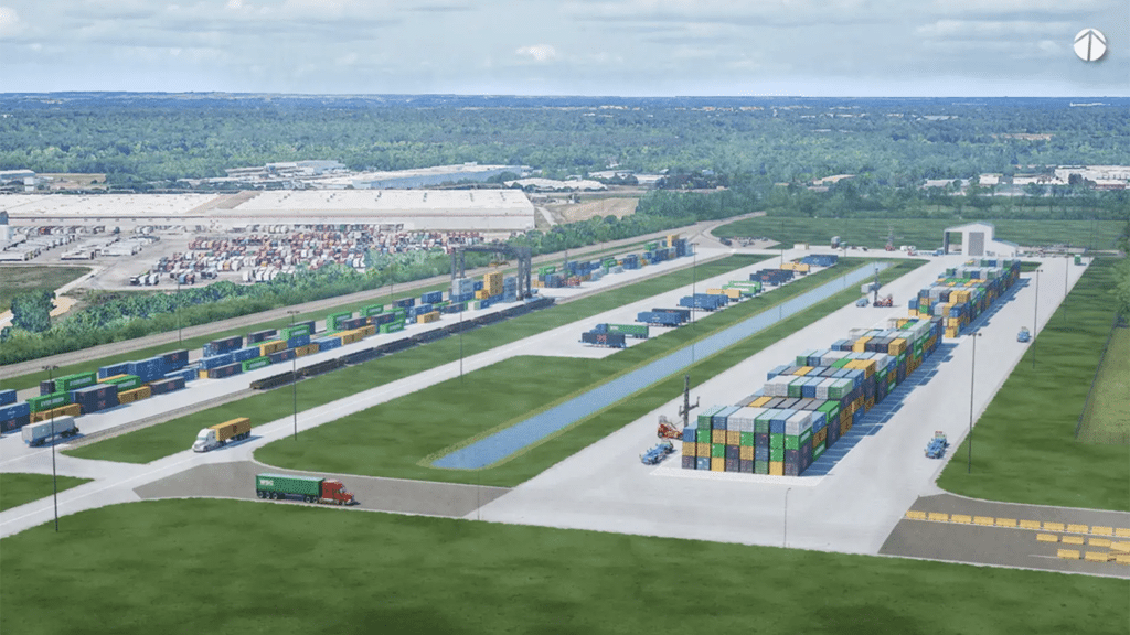 Rendering of the Montgomery Intermodal Container Transfer Facility (ICTF), courtesy of the Alabama Port Authority.