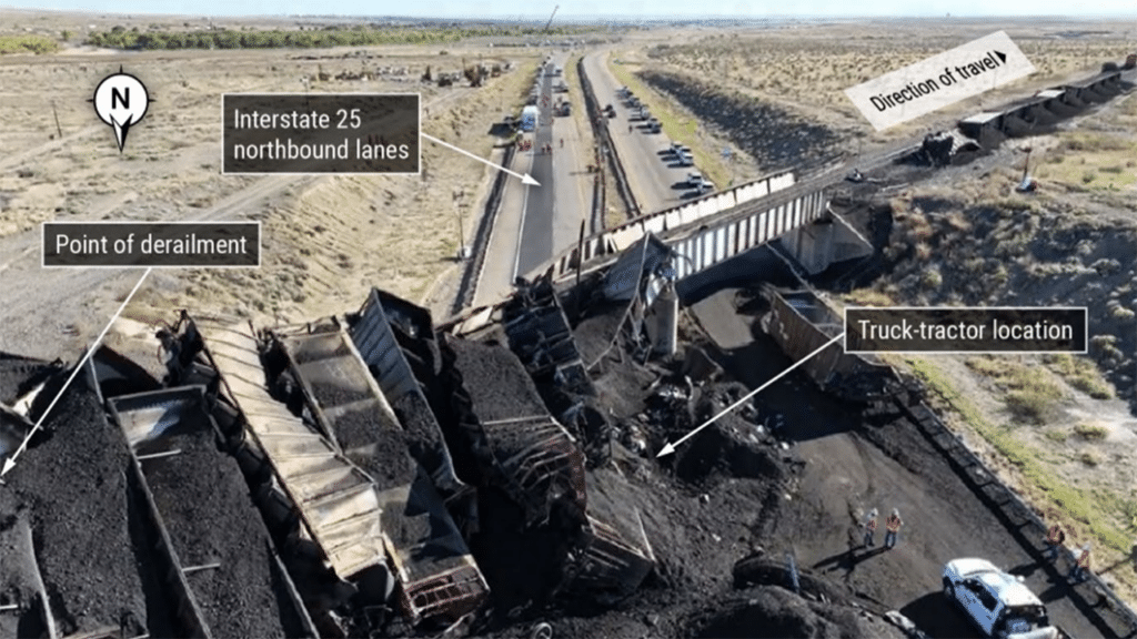 Figure 1: The derailment site. (BNSF Image, Courtesy of NTSB)