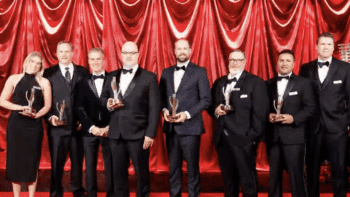CPKC’s Fuel Center of Excellence team (shown here with President and CEO Keith Creel, third from left) earned the railroad’s 2025 CEO Award for Excellence in the Cost Control category. (Screen Grab from CPKC video.)