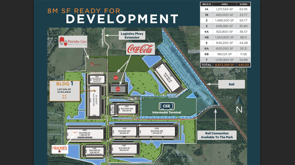 The Central Florida Integrated Logistics Park is along the I-4 corridor and near a dedicated CSX Intermodal terminal. (Map Courtesy of the City of Winter Haven, Fla.)