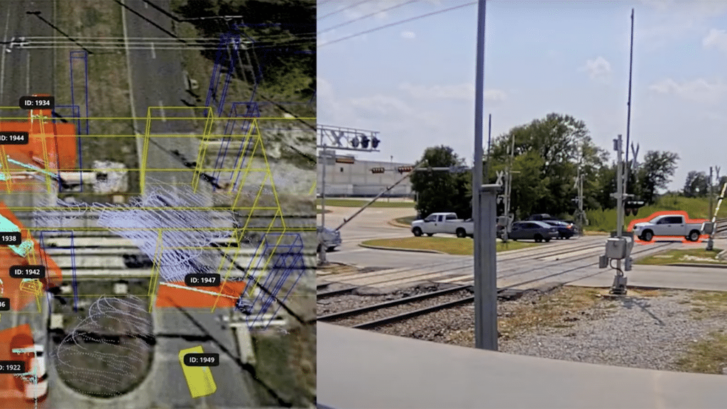 Herzog’s RailSentry critical asset monitoring system “observes” a specified area, analyzes the information received, and alerts dispatchers and Transit Police to any detected potential hazards, according to Caltrain. (Screen Grab from Herzog’s RailSentry Overview Video)