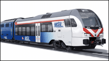 Stadler is using ABB components in the zero-emission, battery-electric trainsets on order from Metra. (Stadler Rendering, Courtesy of STV)
