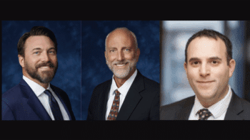 Pictured: Pinsly Railroad Company’s Jared Sleeth (left) and Steve Laird (center); and Network Rail Consulting’s Steve Levene. (Photographs courtesy of the respective organizations)