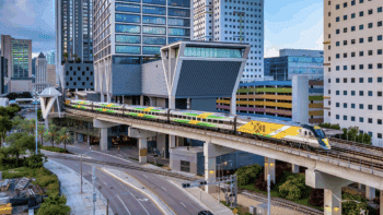 Brightline riders this spring and summer can receive a 20% discount on passenger rail tickets and a $100 food and beverage credit at Loews Miami Beach and Loews Coral Gables when booking a two-night stay. (Brightline Photograph)