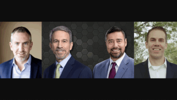 Pictured, Left to Right: Gary Lada, Harsco Rail, a division of Enviri Corporation; Jim Umpleby, Caterpillar; Joe Creed, Caterpillar; and Jon Mudronja, AITX. (Photographs courtesy of the respective organizations)