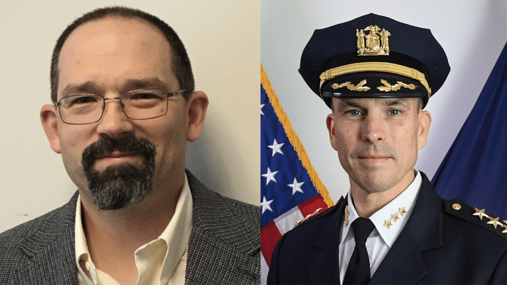 Left to Right: Rich Schaefer of HNTB Corporation (HNTB Photograph), and Thomas J. Taffe of the New York Metropolitan Transportation Authority Police Department (Marc A. Hermann / MTA Photograph).