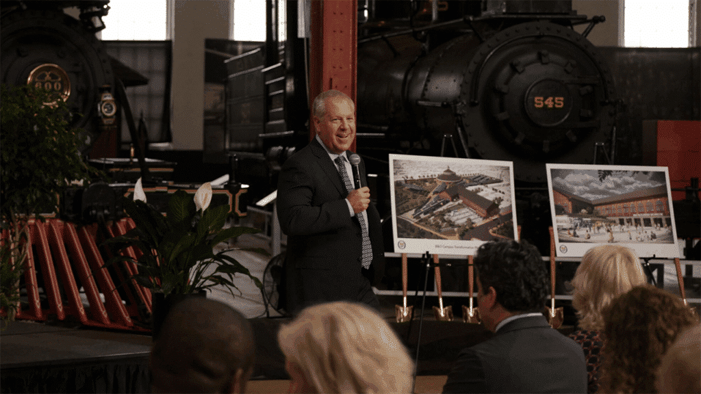 Participating at the B&O Railroad Museum’s groundbreaking ceremony for its Campus Transformation Plan was Joe Hinrichs, CSX President and CEO and the museum’s capital campaign co-chair. (CSX Photograph)