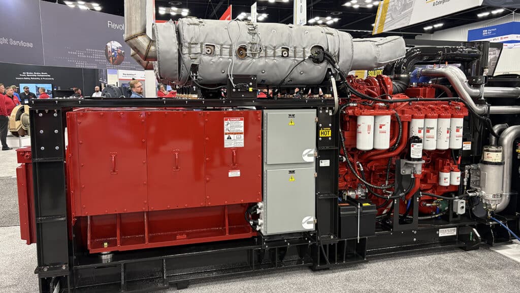 The Cummins QST30 power module for 1,000 h.p. to 1,500 h.p. repowers. (Not pictured is the cooling package, which was not brought to Railway Interchange 2025.)