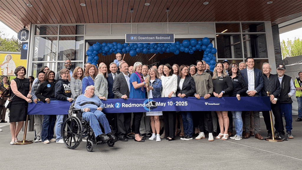 “Hello, Redmond! 🎉 The ribbon has been cut and the #2Line extension is officially open!” Sound Transit reported via social media platform X on May 10. (Sound Transit Photograph)