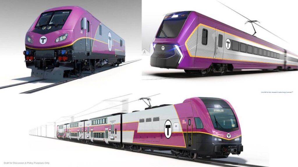 MBTA plans to bring BEMU (battery-electric multiple-unit) train service to the Fairmount Commuter Rail Line starting in 2028. Proposals to finance the trainsets are due in August. (MBTA Photograph)