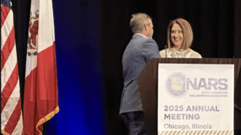 The NARS Person of the Year award was presented to Mona Moorman of Domtar at the association’s annual meeting in Chicago. (NARS Photograph)