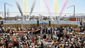 Valley Metro in Phoenix on June 7 held a ribbon-cutting ceremony to open its 5.5-mile light rail extension connecting South Phoenix to Valley Metro Rail’s new two-line system (Valley Metro Photograph).