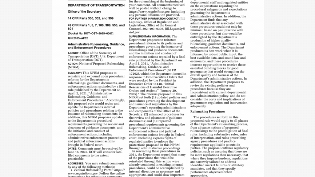 (Screen Grab from Federal Register Document)