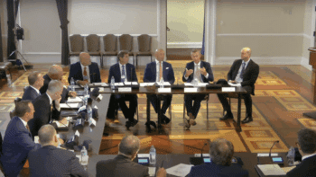 “We’re bringing 12 business leaders, industry experts, and innovators together with decades of experience in the field who will provide invaluable insights to deliver results for the American people,” U.S. Transportation Secretary Sean P. Duffy said of the USDOT Advisory Board, which held its first meeting July 16. (Screen Grab from USDOT Video of First Board Meeting)