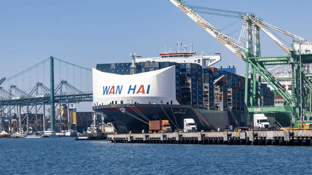 “Shippers have been frontloading their cargo for months to get ahead of tariffs and recent activity at America’s top port really tells that story,” Port of Los Angeles Executive Director Gene Seroka said Aug. 13 (Port of LA Photograph)