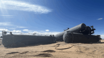 “Derailment in Place” site at the Transportation Technology Center, Pueblo, Colo. (Photograph Courtesy of TTC Operated by ENSCO)
