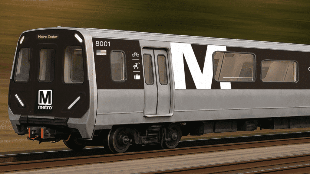 “Let your voice be heard: Vote on the exterior design for Metro’s new 8000-series rail fleet,” WMATA reported Aug. 18. One of the three design options is pictured above. The winning concept will be announced at the end of this month. (WMATA Image)