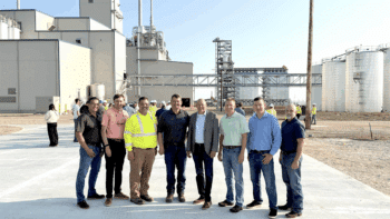 Pictured (from right) at a recent ribbon-cutting ceremony for the new High Plains Processing plant in South Dakota: Justin Inman, Ag Marketing Manager, BNSF; Matt Morales, Director, Marketing, BNSF; Matt Jensen, Manager, Ag Operations Support, BNSF; Tom Kersting, CEO, South Dakota Soybean Processors; John Prohaska, Group Operations Manager, South Dakota Soybean Processors; Pat Gathman, Plant Manager, South Dakota Soybean Processors; Matt White, Assistant Vice President, Ag Marketing, BNSF; and Jesus Uribes, Ag Marketing Manager, BNSF.