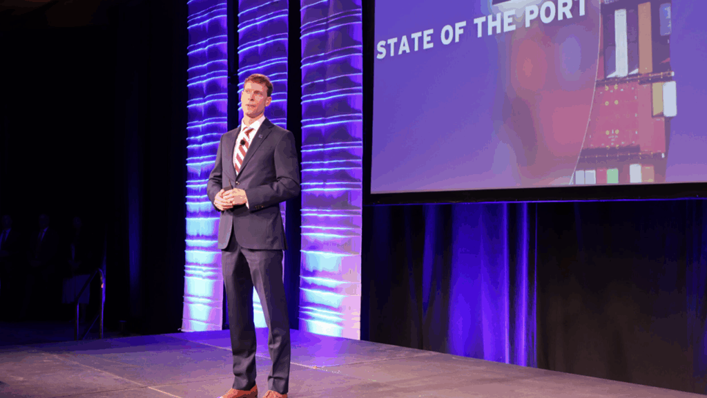 While SC Ports enjoyed significant accomplishments in 2025, there are still challenges to navigate, President and CEO Micah Mallace acknowledged during his first State of the Port address. (Photo Courtesy of English Hurteau)
