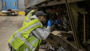A SEPTA employee inspects a Silverliner IV Train. (Courtesy of SEPTA)