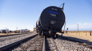 Derailment demonstration during the 2025 TTC Conference & Tour. (Courtesy of TTC Operated by ENSCO)