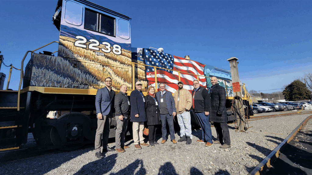 “We are pleased to introduce America's 250th locomotive! 🇺🇸❤️🤍💙,” NSHR reported via social media on Dec. 22. (NSHR Photograph)
