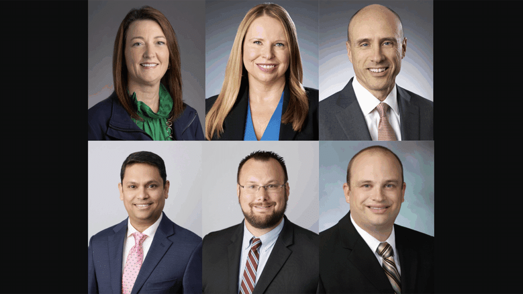 Top, Left to Right: Tammy Middleton, The Broe Group; and Jimmi Sue Smith and Bradley Pearce, Koppers Holdings Inc. Bottom, Left to Right: Suresh Karre, Derek Overstreet, and Michael Randolph, STV. (Photographs courtesy of the respective organizations)