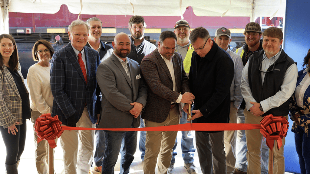 Local officials, customer representatives, CSX, and community economic development leaders joined Pinsly on Jan. 29 to celebrate GAR’s service restoration. (Courtesy of Pinsly)